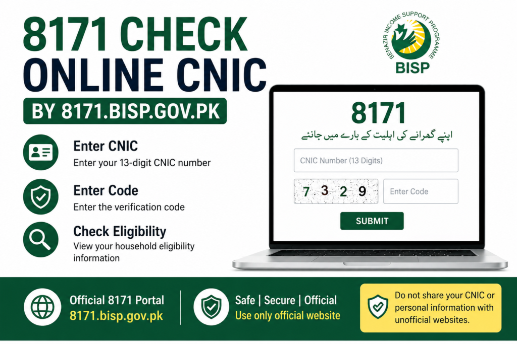 8171 Check Online CNIC by 8171.bisp.gov.pk