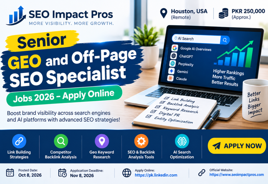 Senior SEO Jobs 2026: Apply for GEO Specialist Role