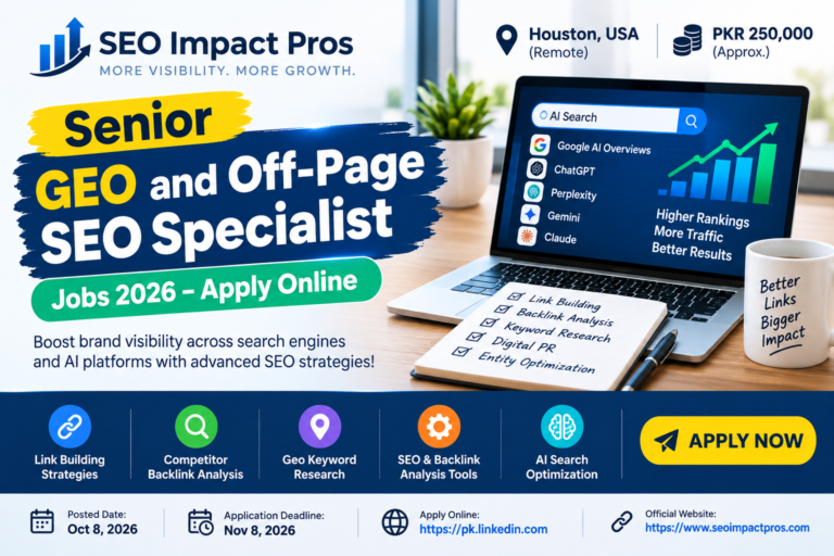 Senior SEO Jobs 2026: Apply for GEO Specialist Role
