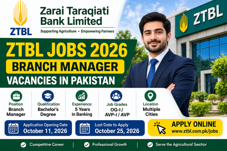 ZTBL Jobs 2026 – Branch Manager Apply Online