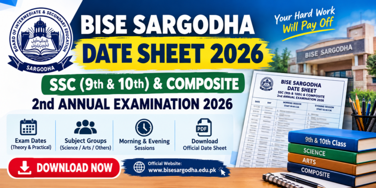 BISE Sargodha Date Sheet 2026